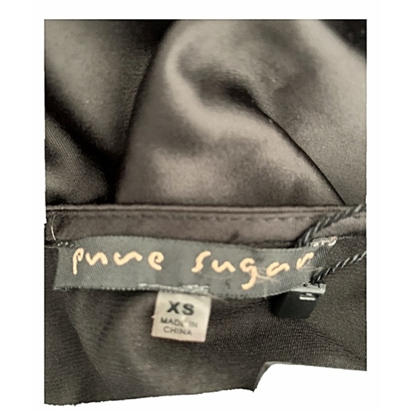 PURE SUGAR Sz Xs Black Satin Jeweled Slip Dress - Picture 6 of 7